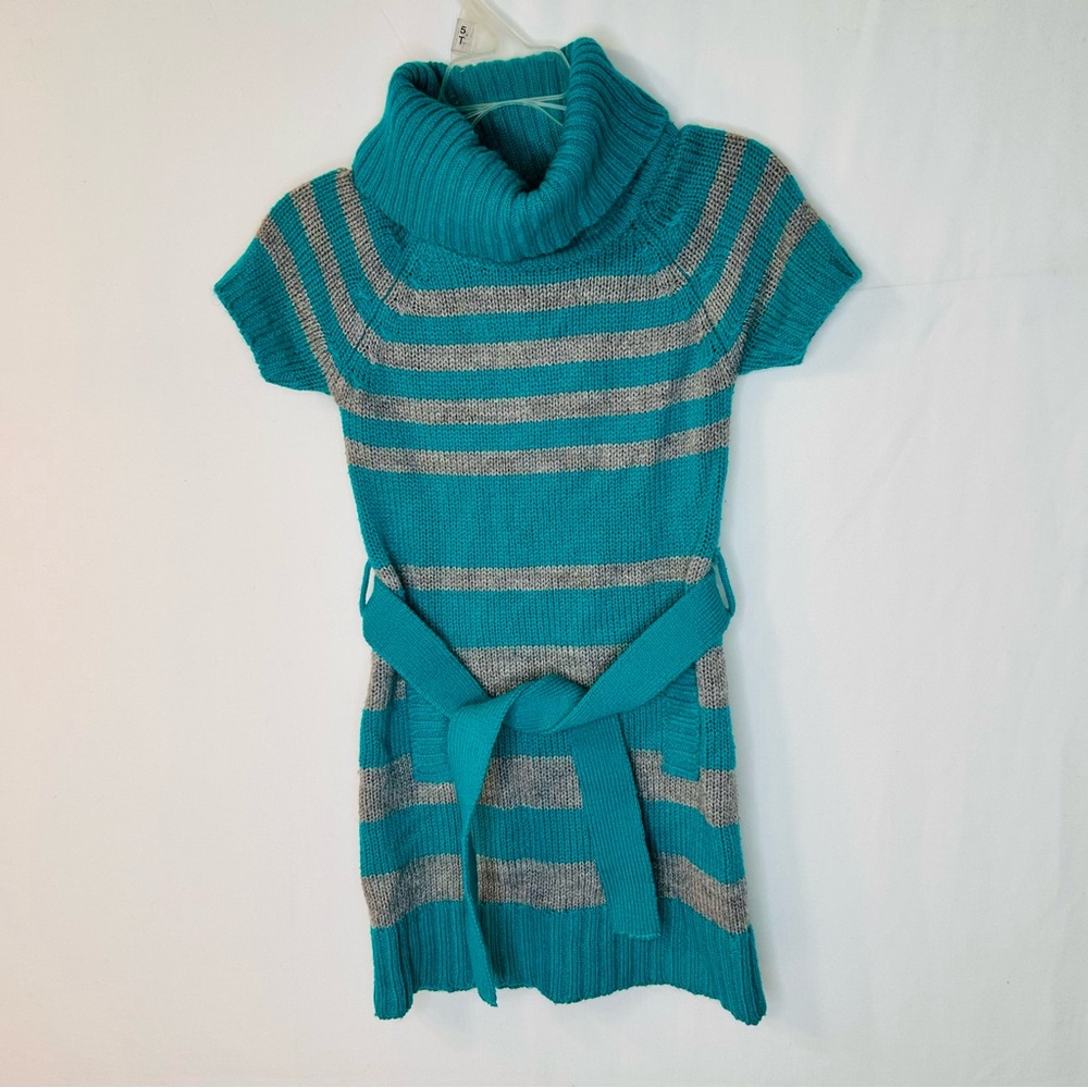 Derek Heart Girl KodaTeal and Gray Striped Kids Casual Sweater Dress Size 4T